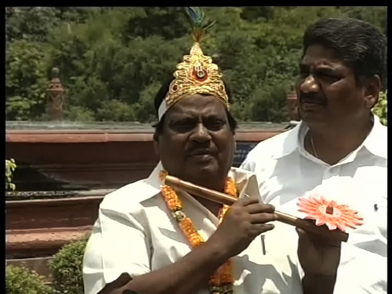 Dr Siva Prasad, representing the Chittoor Lok Sabha seat in Andhra Pradesh, turned up in the House in the attire of Lord Krishna.